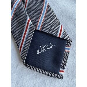 Altea	Micro Geometric Woven Striped Long Skinny 60.5 x 3 100% Silk Tie Necktie